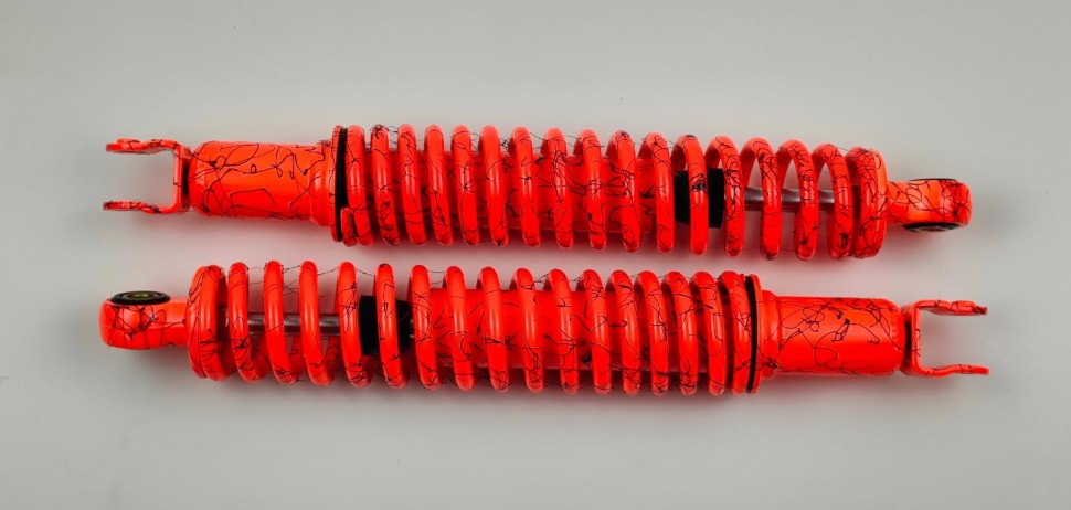 Амортизаторы (пара) GY6, DIO ZX 330mm, стандартные, мягкие (оранжевые +паутина)