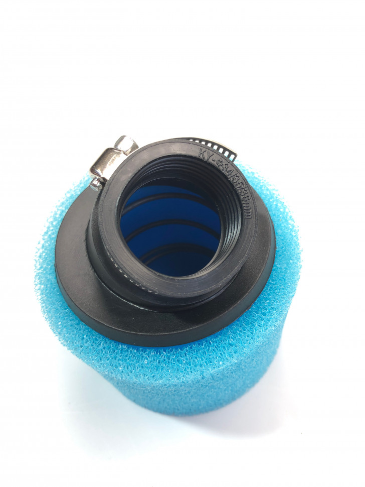 Фильтр воздушный нулевик d-35мм угол 45, питбайки, поролон синий