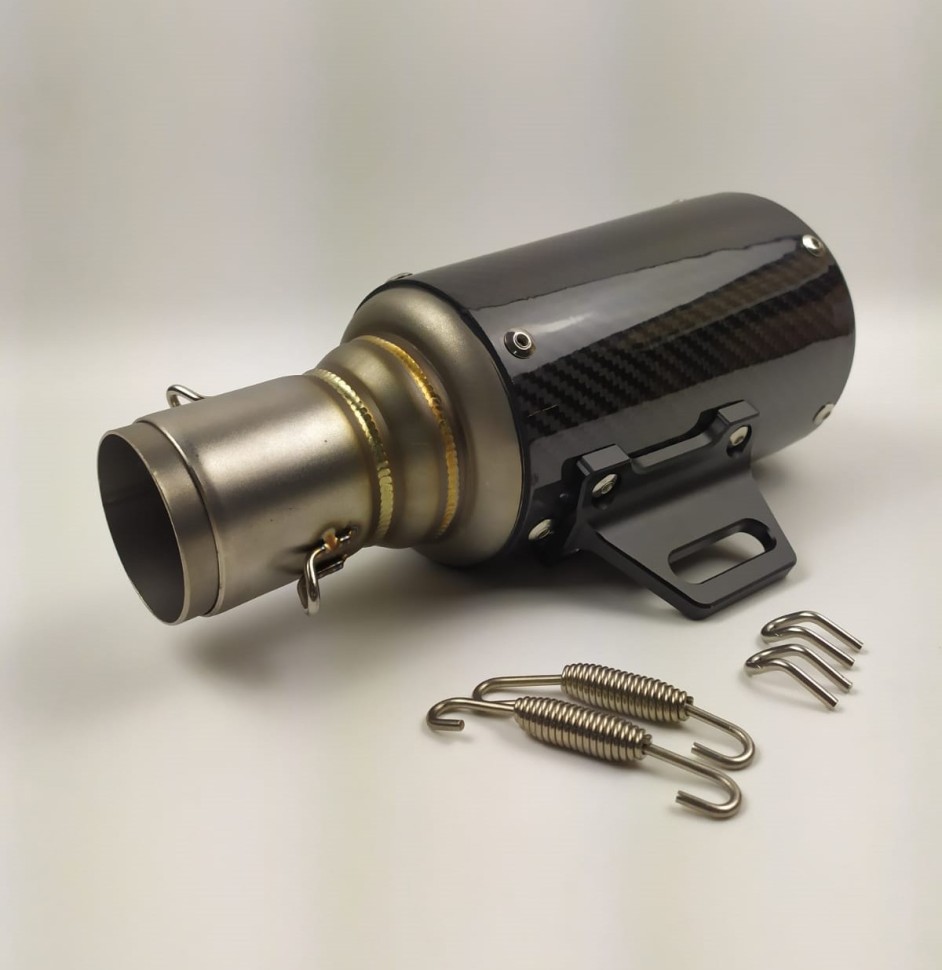 Глушитель (тюнинг) L-265*110mm (нержавейка, три-овал, карбон светлый, прямоток)