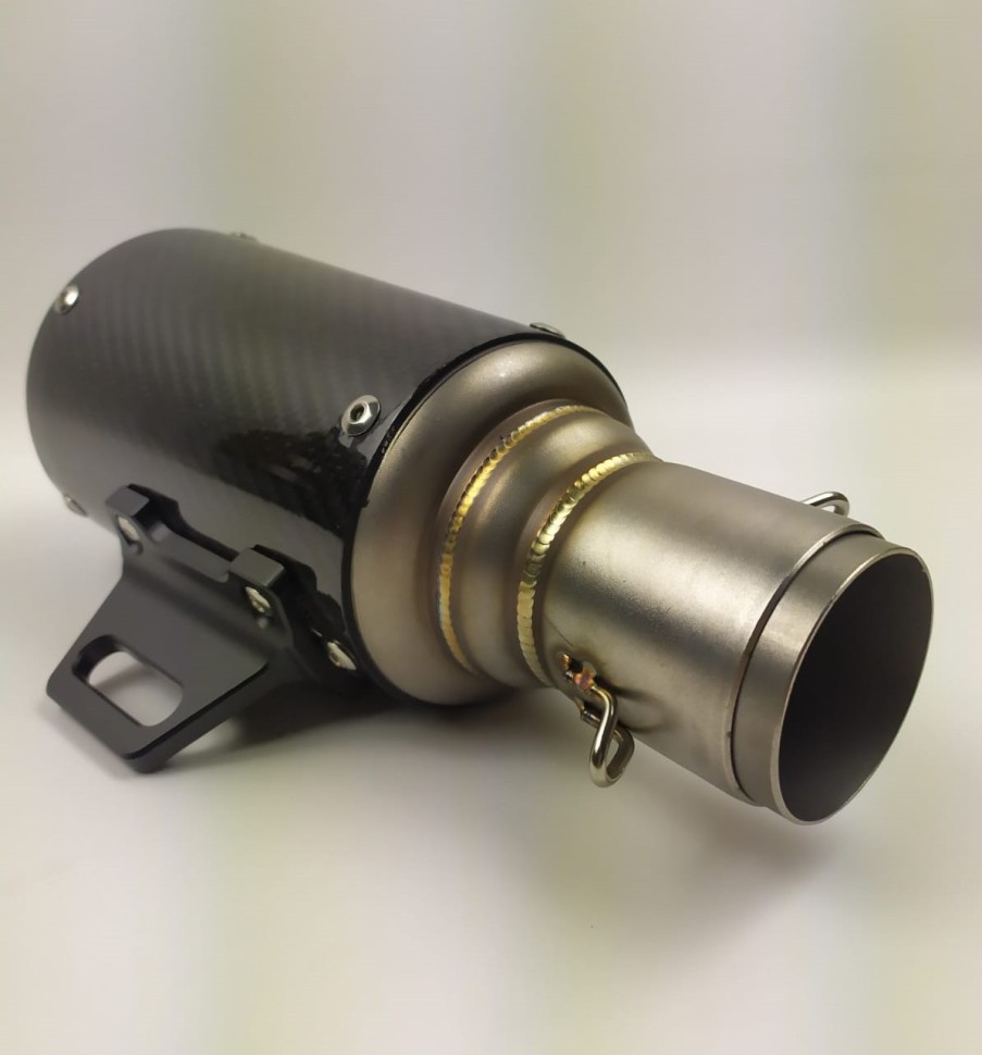 Глушитель (тюнинг) L-265*110mm (нержавейка, три-овал, карбон светлый, прямоток)