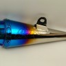 Глушитель (тюнинг) L-350*100mm, креп. d=48mm (нержавейка, сопло, синий, прямоток)