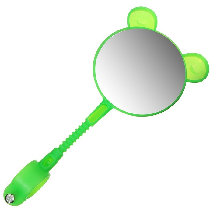 Зеркало велосипедное (1шт) круг детское (пластик, цвет зеленый)