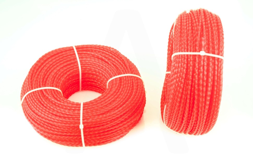 Леска мотокосы d=3,0mm, 100 метров (косичка, красная) (mod B)