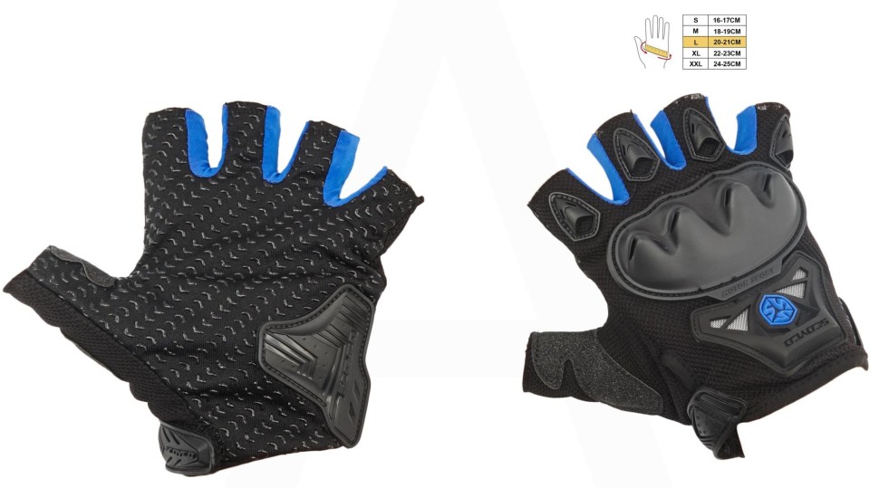 Мотоперчатки без пальцев SCOYCO синие, размер - M