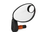 Зеркало велосипедное (1шт) с креплением вместо заглушки грипсы, доп.зерк,пластик,черное