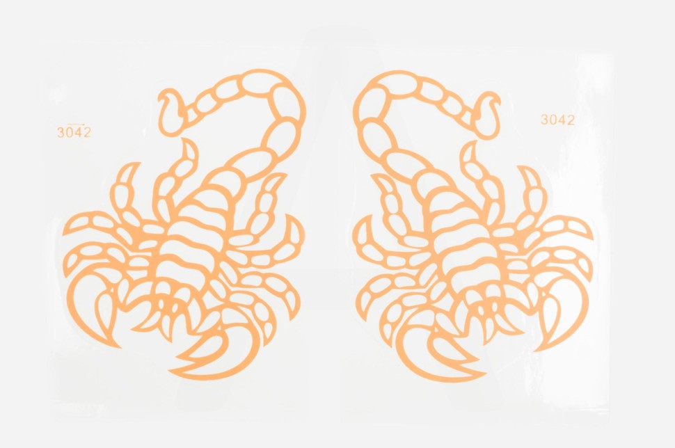 Наклейка декор SCORPION (оранжевый) (16х13см, 2шт)