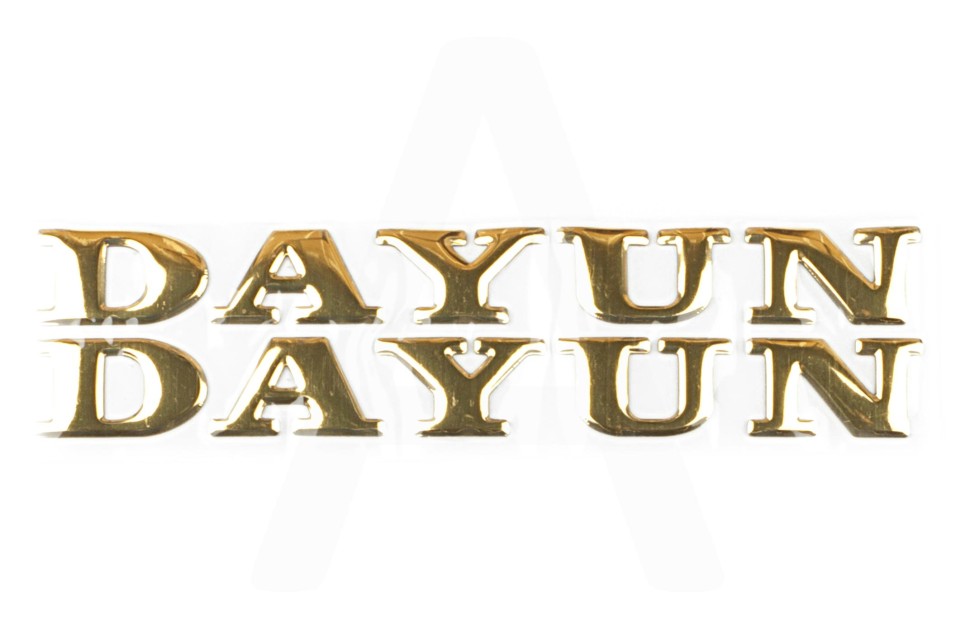 Наклейка буквы DAYUN (19х4см, 2шт, золотые)