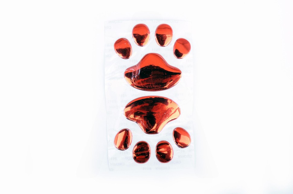 Наклейка шильдик CATS PAW 7x6см 2шт алюминий красный