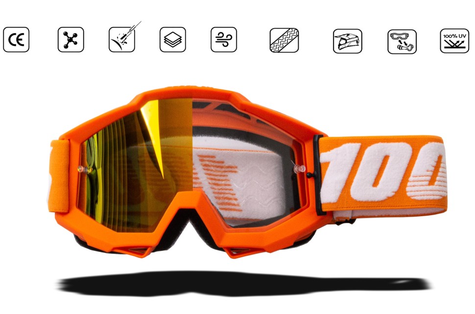 Очки мотокросс 100% оранжевая оправа