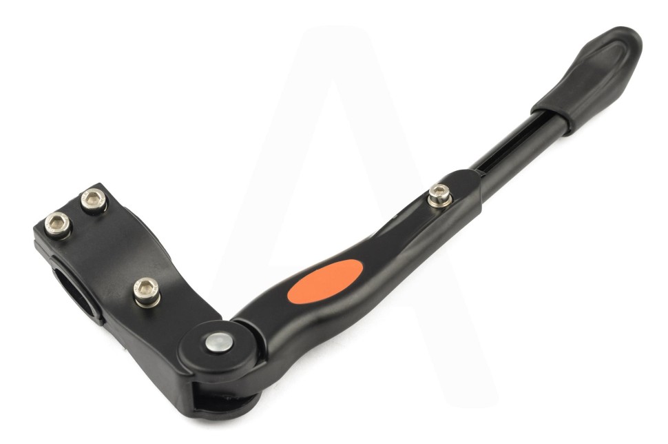 Подножка стояночная боковая велосипедная (черная, алюминивая, раздвижная d=24-28)