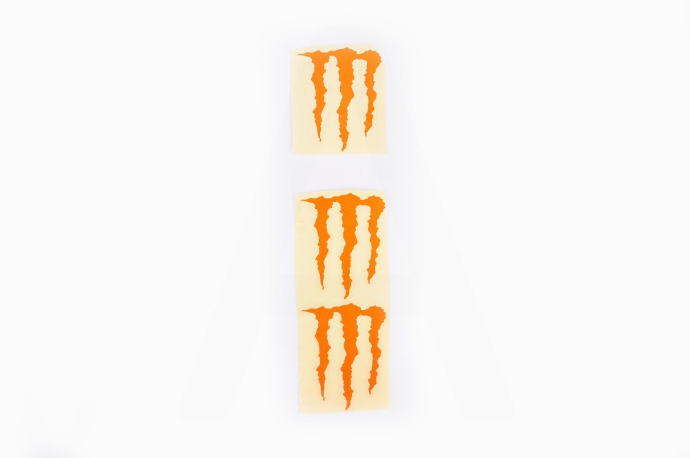 Наклейка логотип MONSTER ENERGY (5x6см, 3шт, оранжевая)