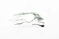 Наклейка шильдик SKULL хром 14х6см