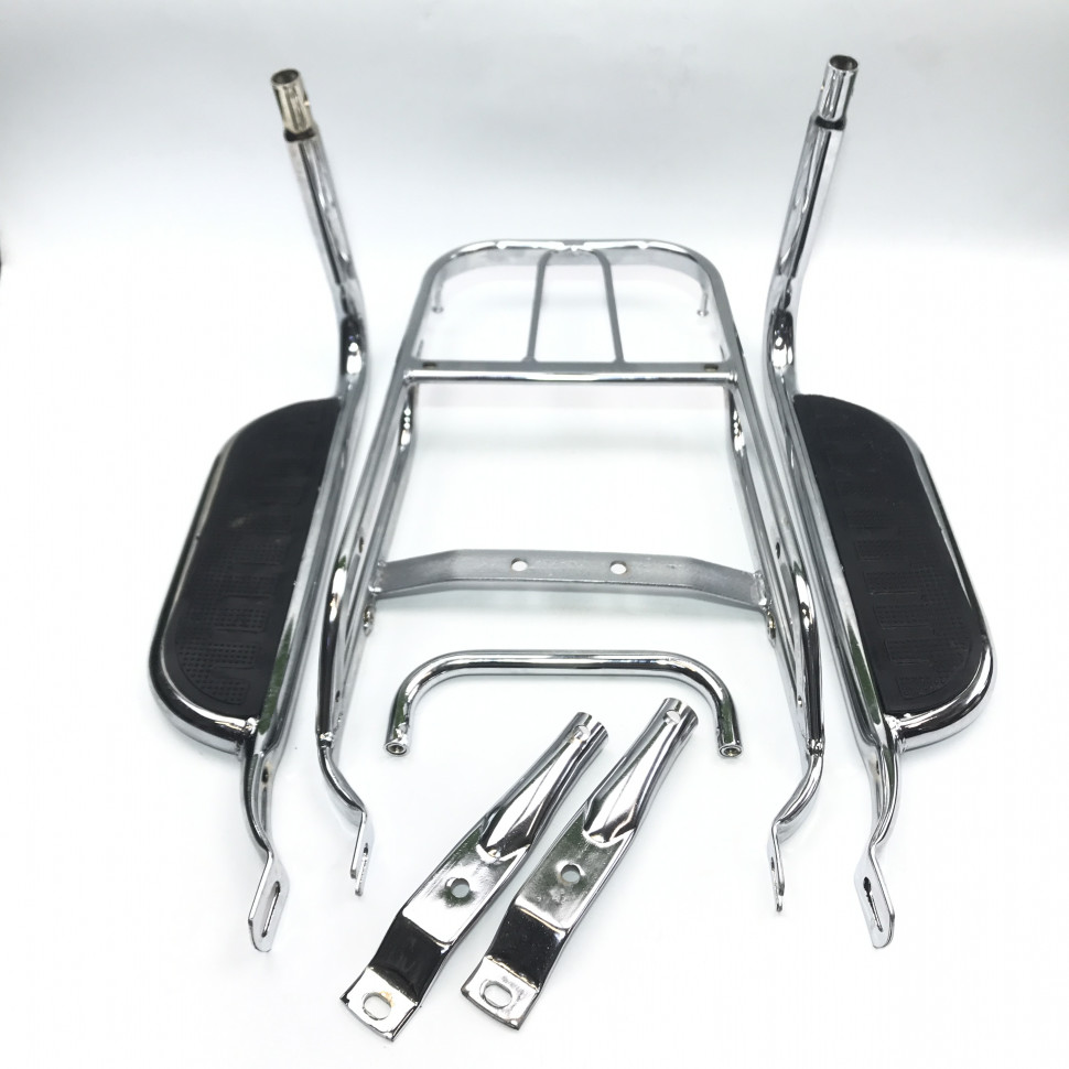 Багажник в сборе с боковыми подножками мопед Альфа