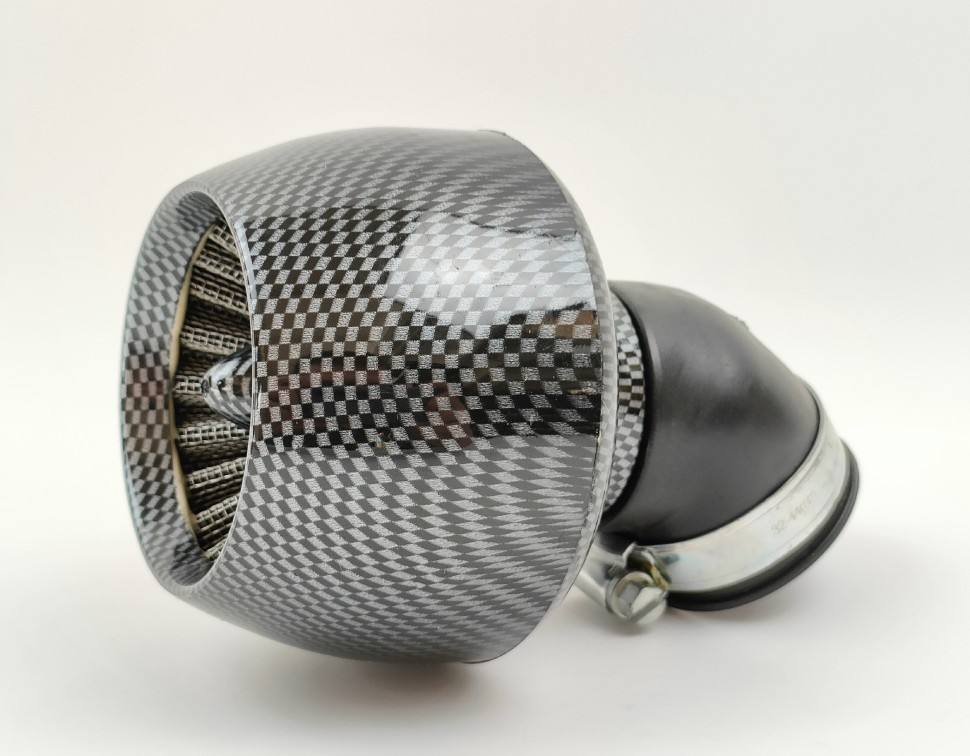 Фильтр воздушный нулевого сопротивления угол 45 градусов карбон (Тюнинг) d-42мм