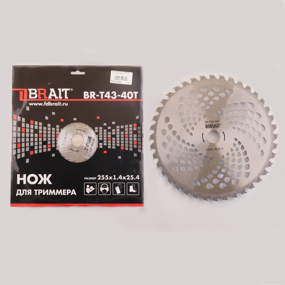 Нож мотокосы 40T (d=255/25.4 mm) (победитовые зубья)