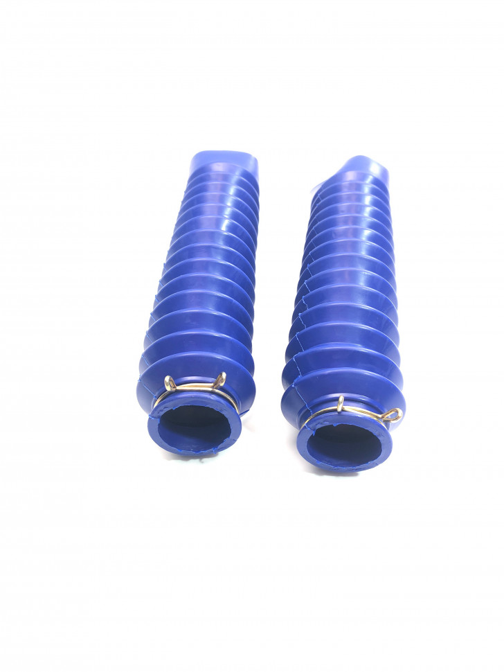 Гофры передней вилки (пара) универсальные L-215mm, d-30mm, D-50mm (синие)