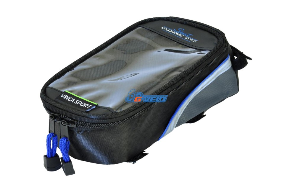 Сумка велосипедная на раму (перекидная) (черно-синяя)