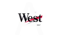 Наклейка логотип WEST 10x5см серые